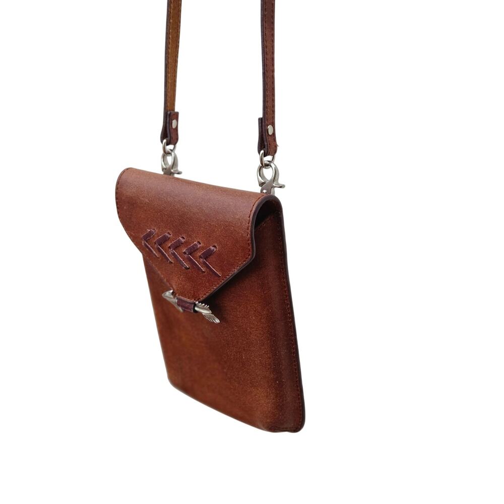 Montana West Leather Mini Crossbody Tobacco Brown Western Phone Bag - Picture 4 of 9